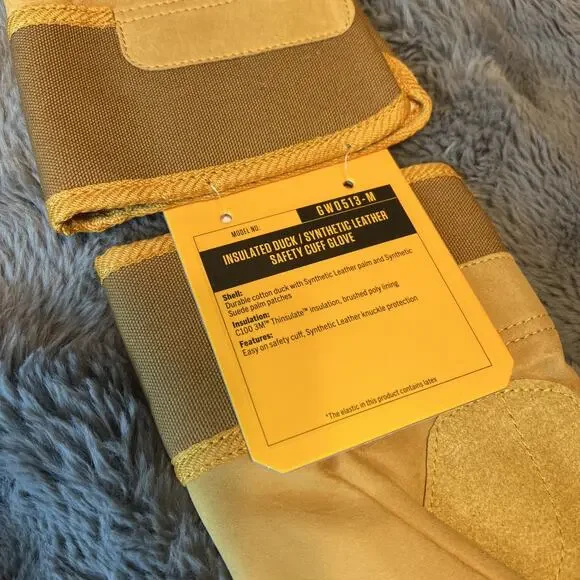Carhartt Insulated Gloves Mens Large Brown Duck 3M Work Synthetic Leather NWT - Picture 3 of 3